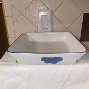 Handpainted Casserole Baking Dish Pan 'Italian daisy